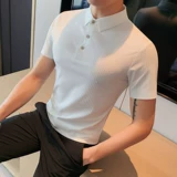 Шелковая футболка polo, летняя тонкая рубашка, эластичный элитный ростомер, облегающий крой