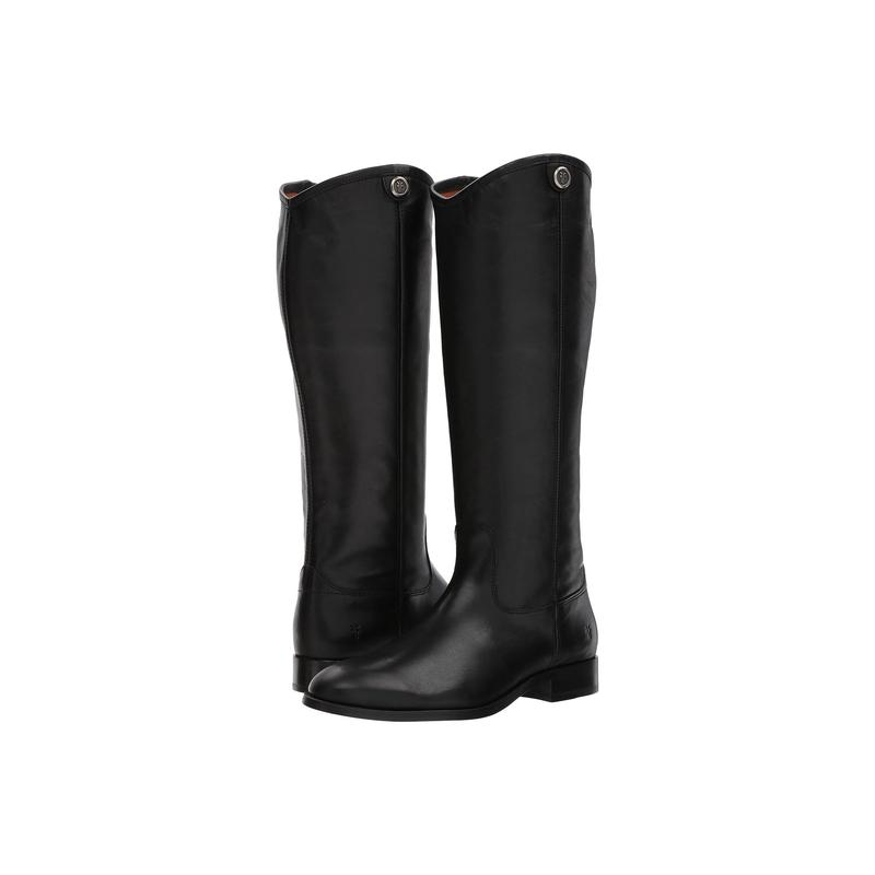 代购代购FRYE女士骑士靴透气舒适耐磨防滑黑色圆头低跟拉链设计