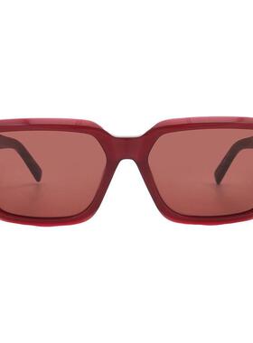 代购MCM男女太阳镜防紫外线非偏光清晰视野耐磨损方形酒红色全框