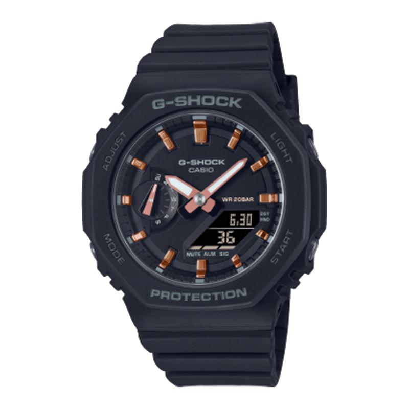 卡西欧GSHOCK系列女款mini八边形石英腕表黑金镶钻防水潮流手表