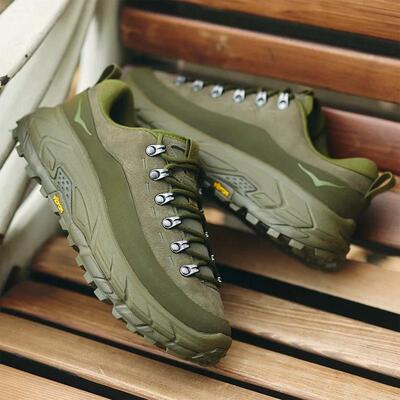 代购Hoka OneOne Tor Ultra军绿色Vibram大底抓地低帮越野跑鞋男