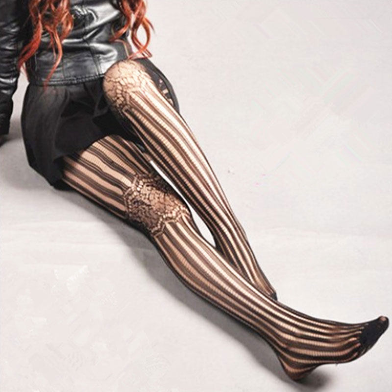 中段膝盖竖条纹提花网袜女显瘦性感全透渔网眼镂空丝袜连裤欧美风,女士内衣/男士内衣/家居服,连裤袜/打底袜,淘宝优惠券,粉丝福利购,淘宝优惠卷