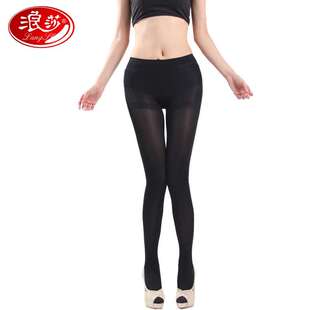 正品浪莎80D天鹅绒加裆连裤袜 春秋显瘦哑光微透肉中厚女丝袜灰色