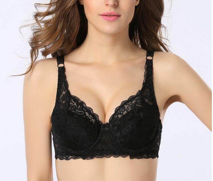 大胸显小B杯胸罩超薄女文胸无海棉学生内衣聚拢大码蕾丝红色乳罩