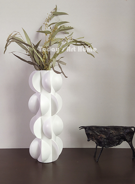 抽象艺术花瓶小众个性花器高款白色民宿样板房客厅电视柜玄关摆件