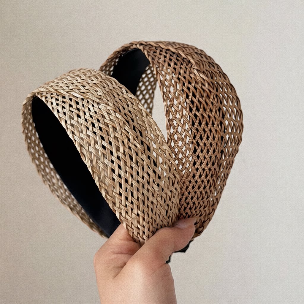 旅游度假风编织镂空发箍女高颅顶刘海压发宽边头箍波希米亚风发饰