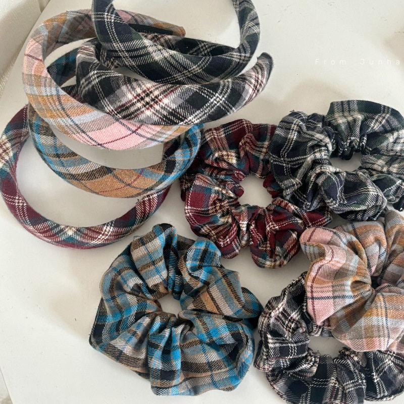 学院风格纹大肠发圈女扎丸子头皮筋低马尾头绳发绳秋冬百搭发箍头