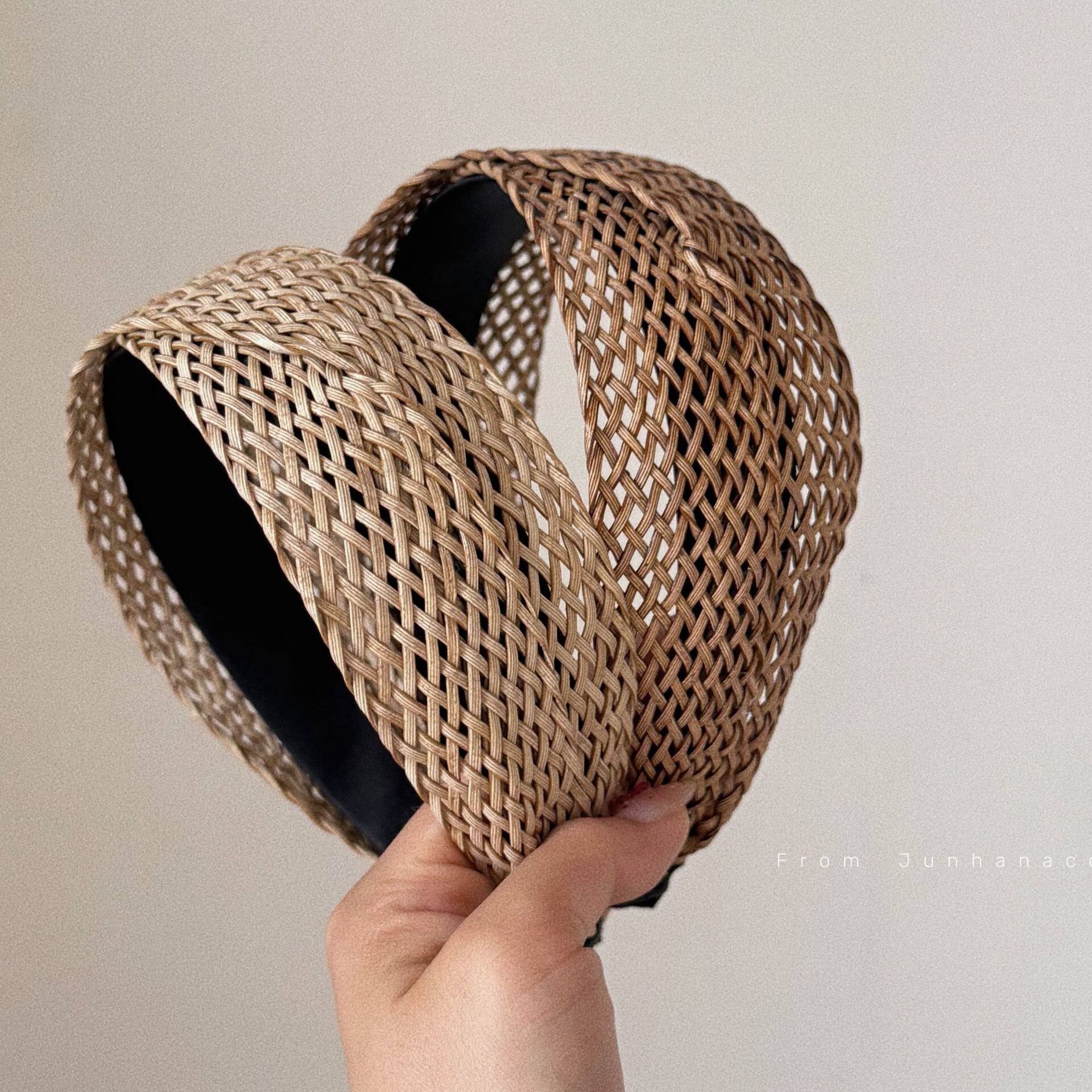 旅游度假风编织镂空发箍女高颅顶刘海压发宽边头箍波希米亚风发饰