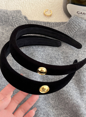 韩系金标黑色发箍女高颅顶压发头箍显脸小发捆发卡子洗脸百搭发饰