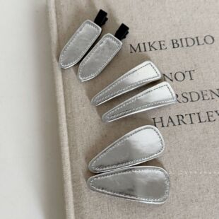 博主同款 银色皮质发夹女简约三角刘海夹百搭仿皮BB夹子侧边碎发卡