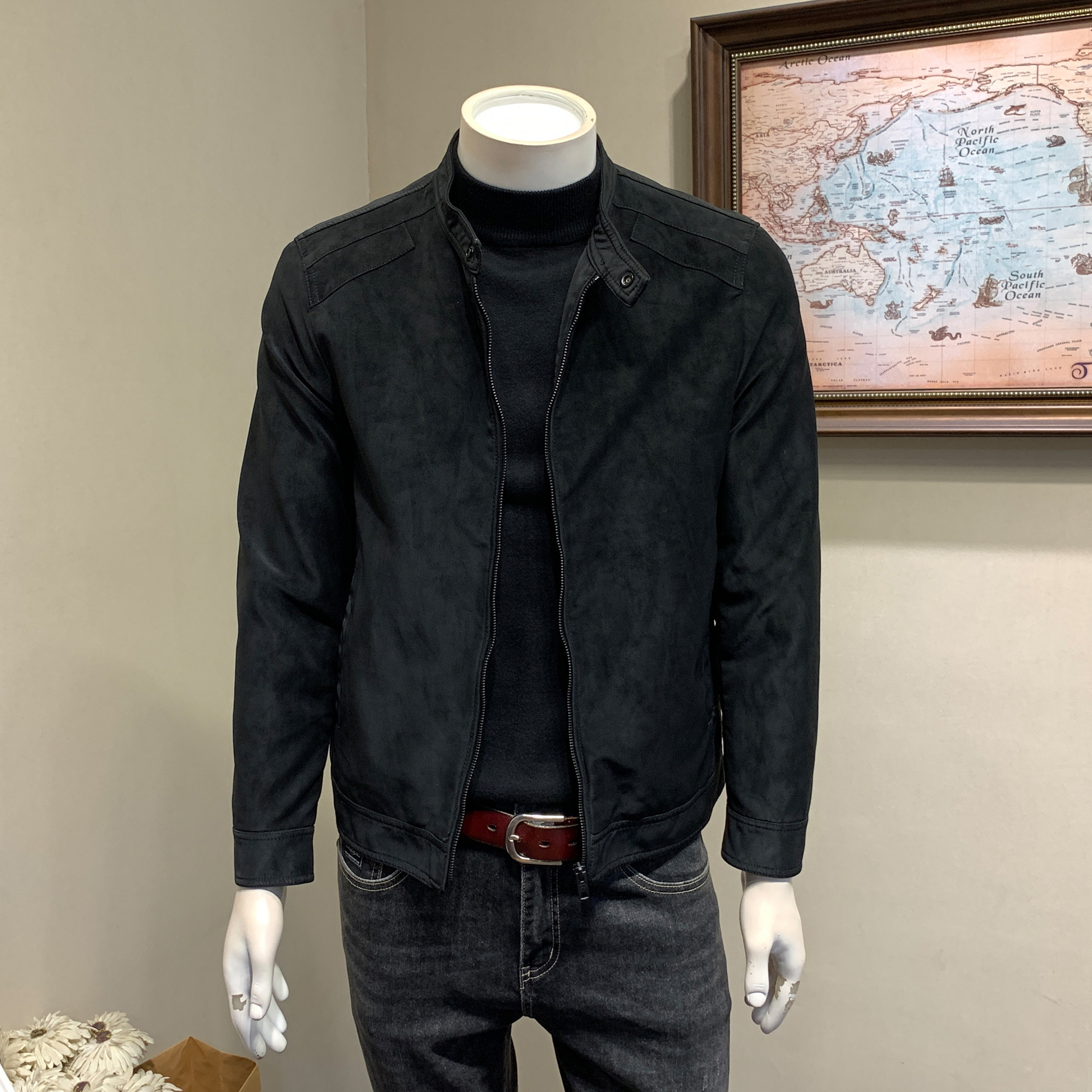 春秋季男士小立领皮衣2025新款PU皮短款机车修身皮夹克韩版外套男