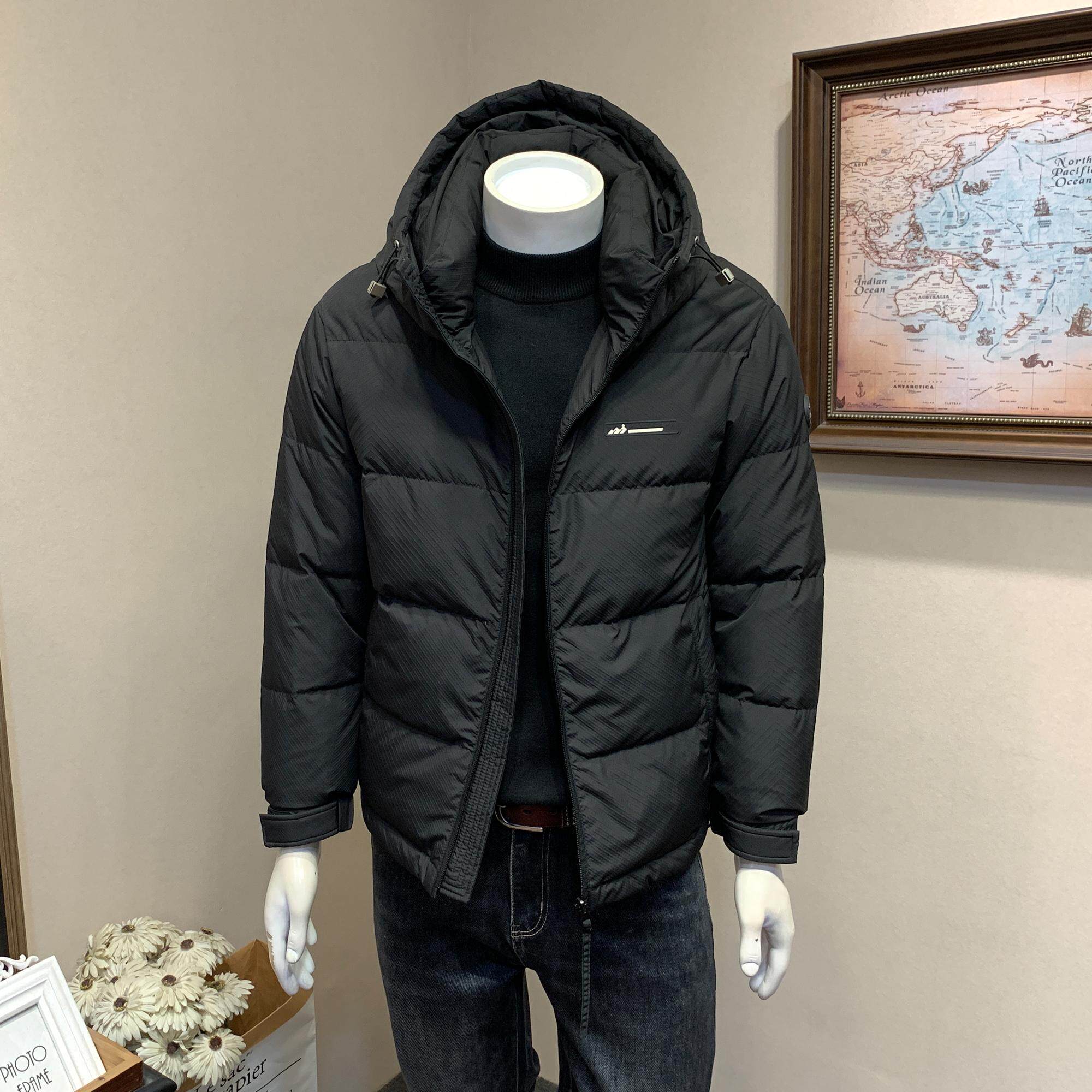 古仔冬季新款连帽加厚羽绒服男士青年韩版修身简约通勤外套男装潮