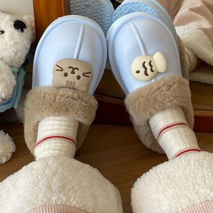 加绒轻便新款 女宿舍冬季 室内保暖 外穿居家棉拖鞋 EVA平底棉鞋