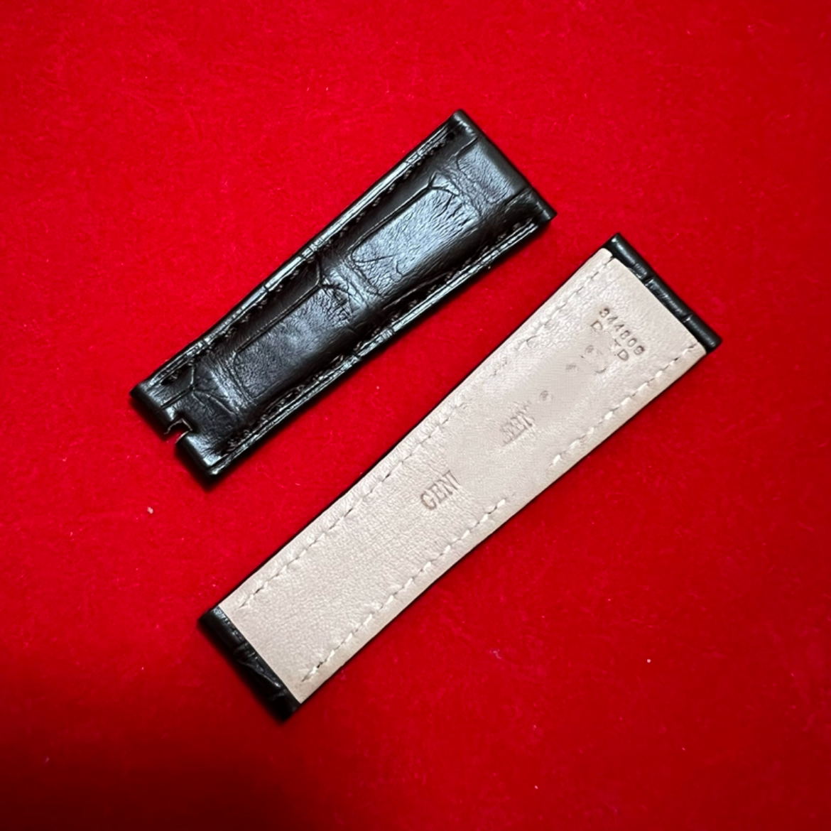 原装劳力士鳄鱼皮表带20/16深棕色皮表带拆新表带正品真皮钟表带