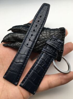 原装万国手表葡萄时计飞行员深兰色鳄鱼皮手表表带定制黑色棕色男