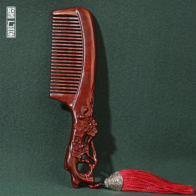 正品小叶紫檀木梳子女士长发专用梳子定制实用专用礼物送老婆情人