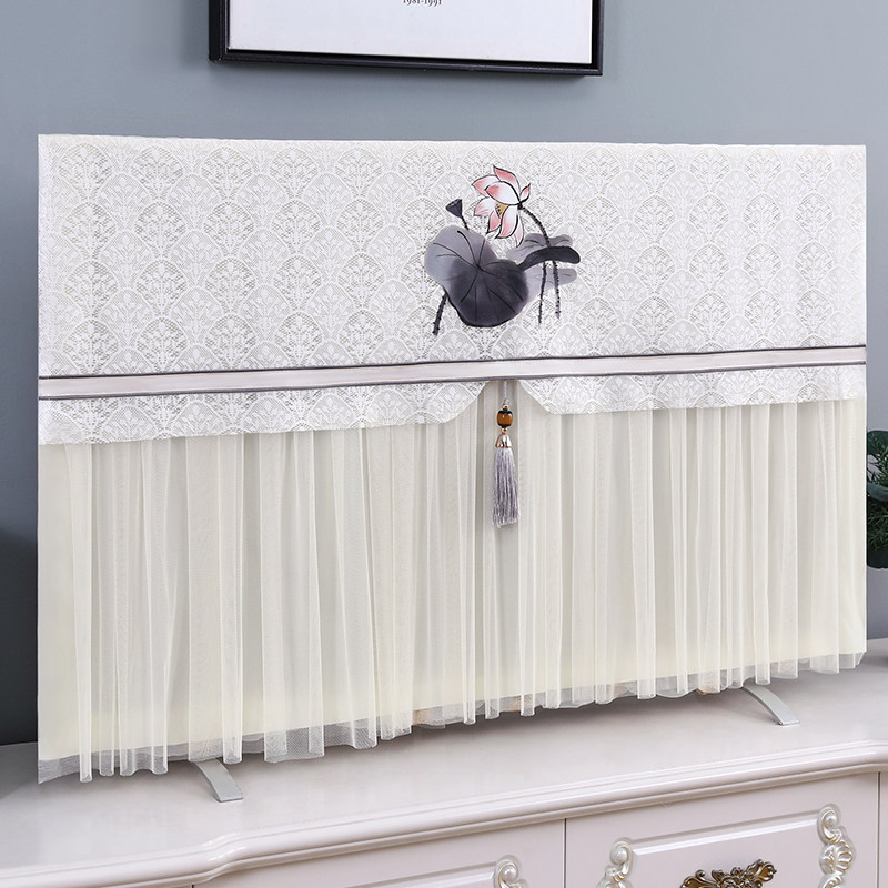 蕾丝液晶电视机罩防尘罩65寸75挂式曲面台式电视套开机不取盖布巾 - 爱心妍家饰 家居布艺出品