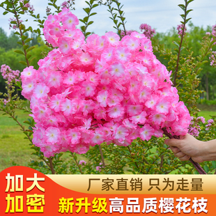 仿真樱花枝加密樱花树梅花梨花桃花枝婚庆塑料花客厅吊顶花藤装饰