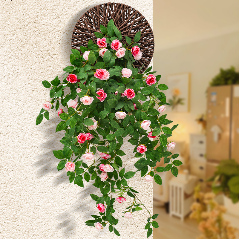 仿真藤蔓假花蔷薇花玫瑰壁挂装饰