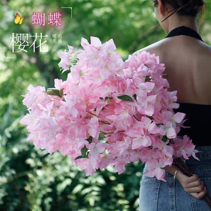仿真樱花枝婚庆梅花桃花枝塑料客厅吊顶花藤装饰工程树枝造景假树