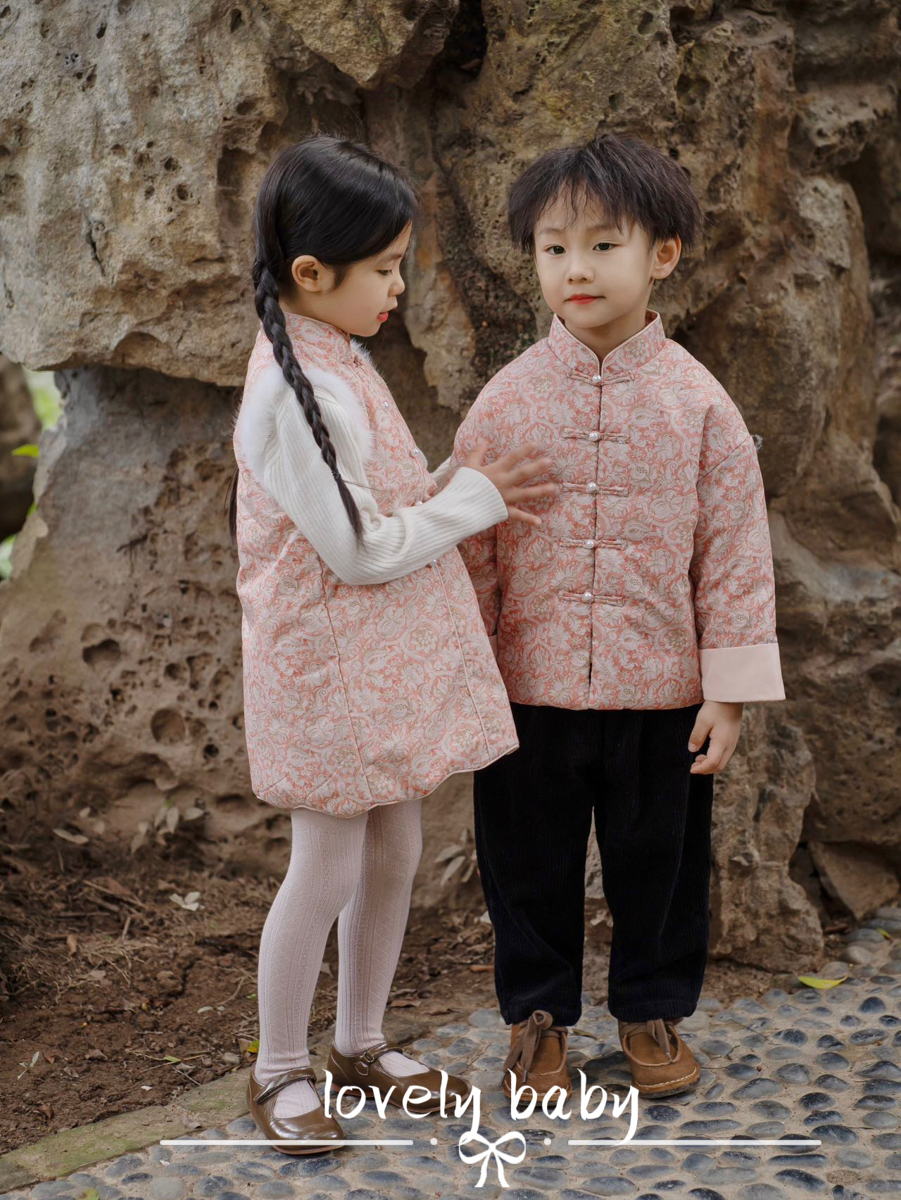 Lovelybaby秋冬新款男女童姐弟装儿童旗袍粉色唐装对襟棉衣年服,童装/婴儿装/亲子装,唐装,淘宝优惠券,粉丝福利购,淘宝优惠卷