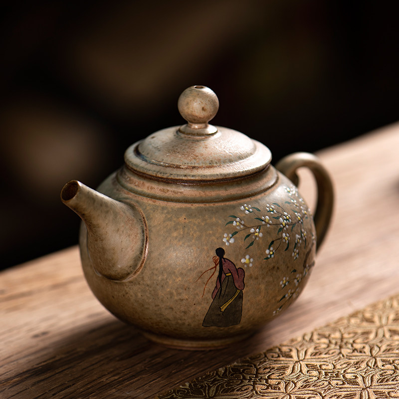 景德镇茶壶陶瓷泡茶壶景德镇颜色釉小单壶粉彩纯手工绘画功夫茶壶