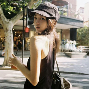 『复古美学』亚麻褶皱马术帽女春夏天薄款法式老钱风松弛感报童帽