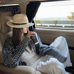 法式复古英伦风草帽女夏季海边度假遮阳防晒草编礼帽时尚爵士帽男