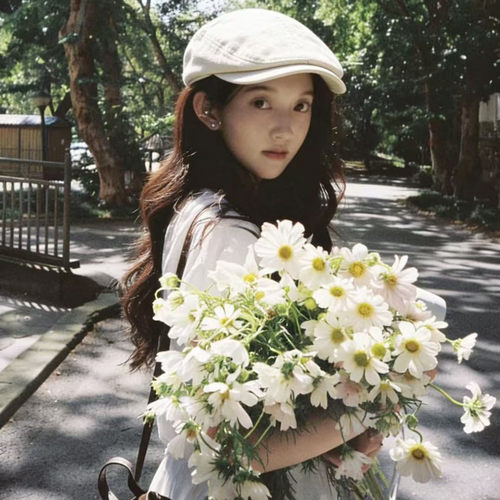 张婧仪同款米白色前进帽女英伦风