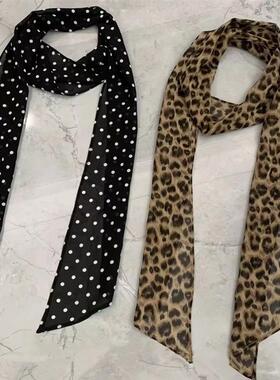 纯欲风性感豹纹波点丝巾秋冬新款百搭时尚小众高级感可当腰带ins