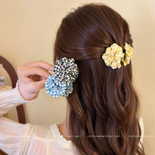 花朵半扎发抓夹女高级感2025新款高端小号发夹后脑勺发卡夹子头饰