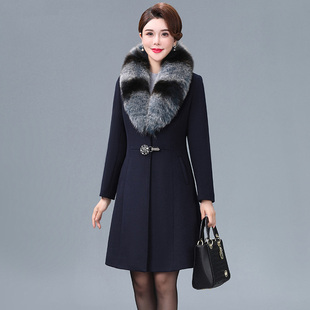 狐狸毛领羊绒大衣女士短款秋冬高端中老年妈妈装小个子羊毛呢外套