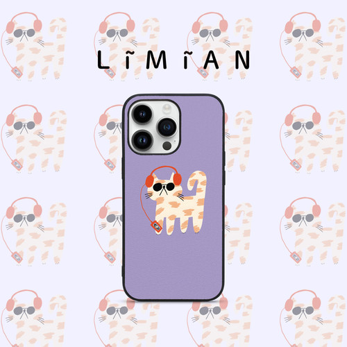 里面LM｜cool猫猫系列真皮手机壳清新日常卡通保护壳可爱治愈简约软壳定制创意个性保护壳小众适用于苹果华为