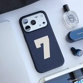 里面LM｜数字款 不撞壳小众多色可选原创设计 真皮适用iPhone17ProMax华为Pura80情侣手机壳定制精致个性