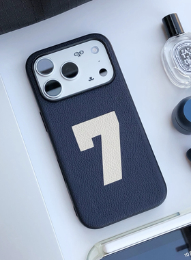 里面LM｜数字款真皮适用iPhone17ProMax华为Pura80情侣手机壳定制精致个性不撞壳小众多色可选原创设计