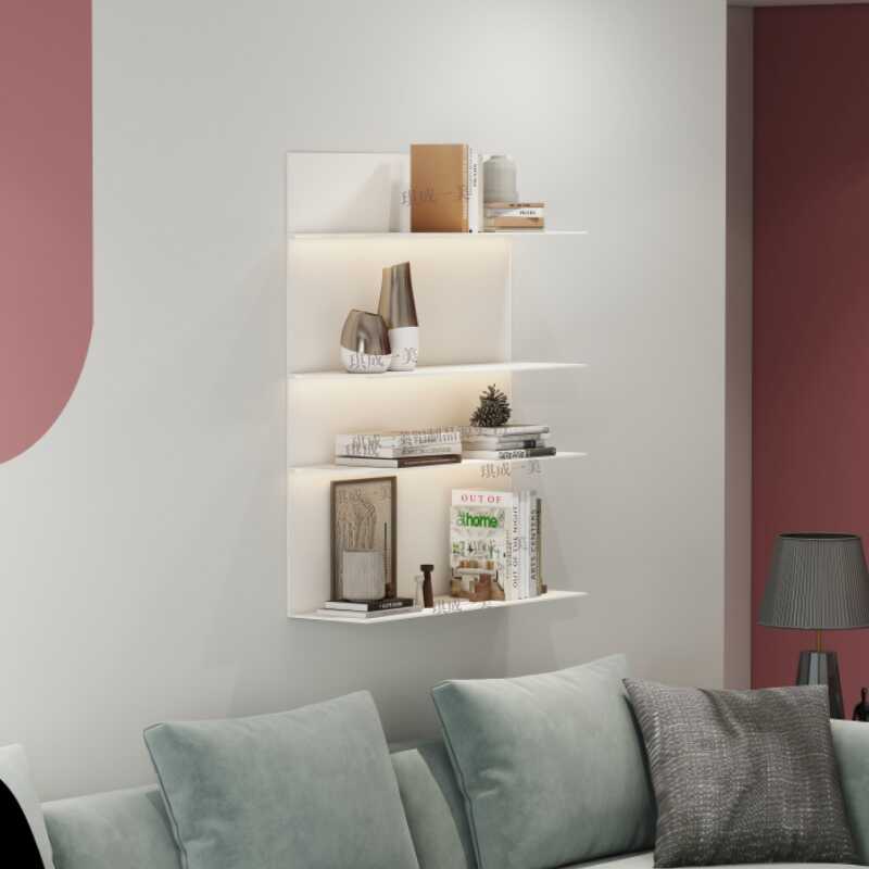 一字层板客厅书架实心铝现代简约