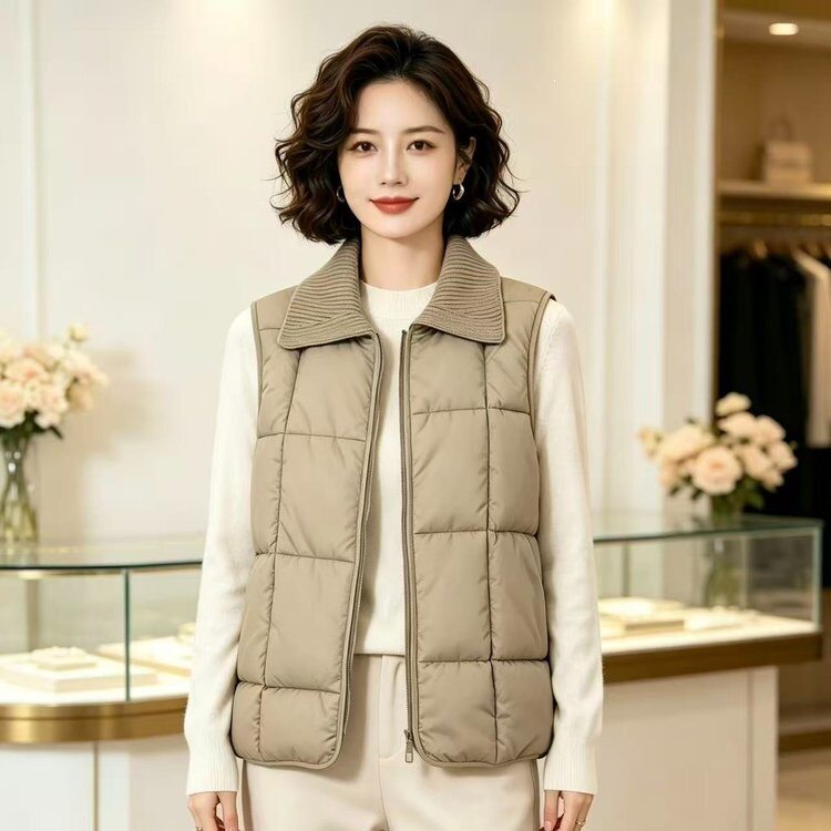 短款冬天棉马甲女2026年秋冬季新款妈妈宽松外穿马夹保暖背心坎肩图片
