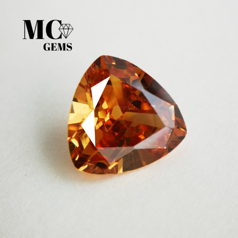 cubic zircon香槟金锆石裸石肥三角形宝石戒面吊坠面未镶嵌