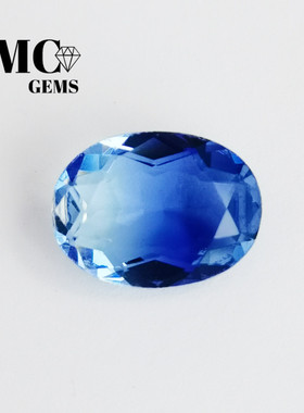 HOT蓝色渐变双色碧玺裸石新潮首饰品主石DIY自助镶嵌宝石裸石包邮