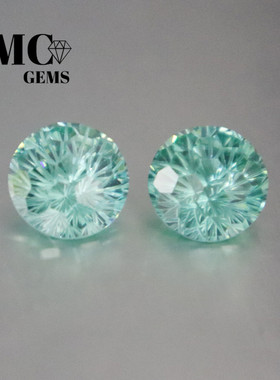 帕拉伊巴碧玺波西米亚风彩宝裸石湖蓝色烟花圆形切割小众设计宝石