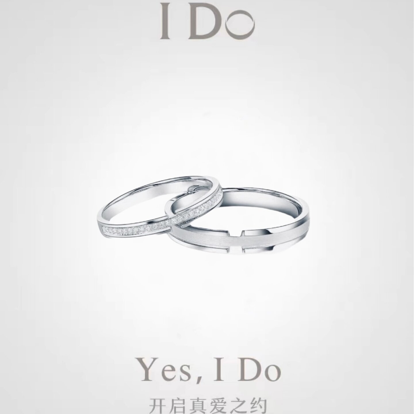 I DO PT950铂金戒指情侣对戒蒹葭白鹭求婚戒指情人节礼物送女友