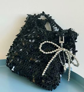 网红银色包芯纱同款闪银银线亮片线配线手工钩织包包花式线材料包