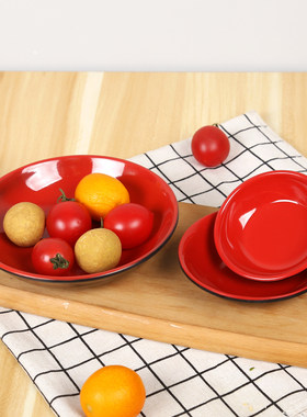 黑红仿瓷塑料四方密胺日式凉菜碟