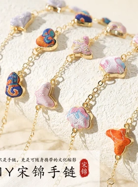 DIY手工宋锦葫芦材料包手链底胚底托带盖配饰贴布新中式沙龙礼品