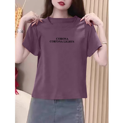 夏季中年减龄圆领简约韩版短袖T恤女百搭显瘦宽松洋气上衣打底衫