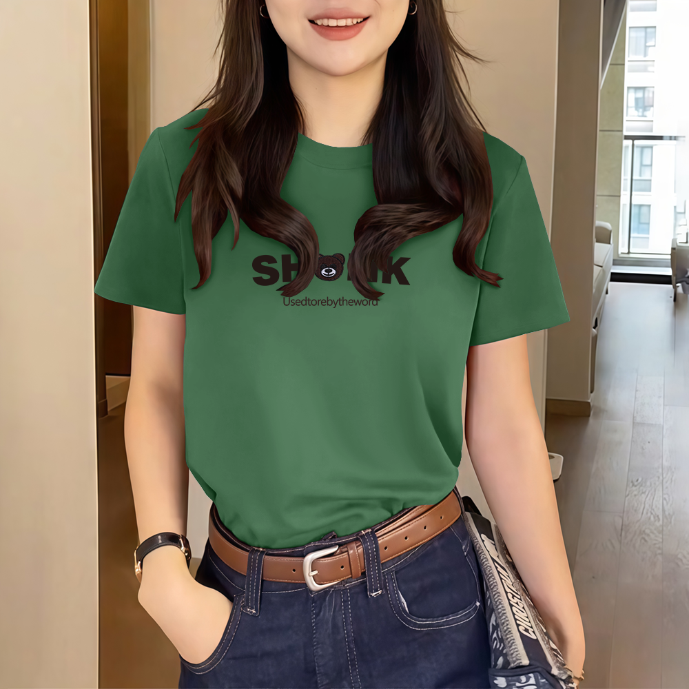 大码休闲女士短袖t恤时尚潮流2025新款夏季宽松圆领印花洋气上衣