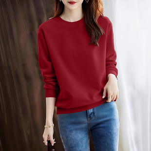 休闲简约百搭长袖 大码 上衣 潮流圆领女士卫衣2025新款 宽松显瘦时尚