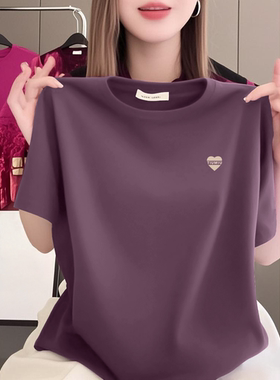 2025新款夏季短袖t恤女士宽松大码圆领印花休闲百搭显瘦时尚上衣