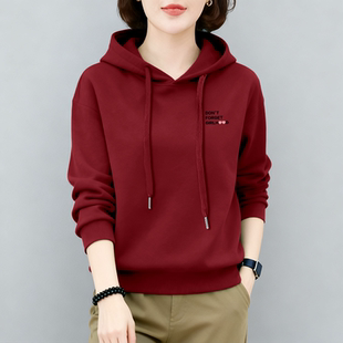 洋气外套 时尚 中年宽松休闲潮流连帽长袖 上衣加绒加厚卫衣女士新款