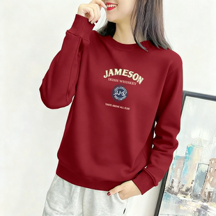 圆领加厚休闲百搭洋气长袖 时尚 显瘦上衣 韩版 加绒宽松秋冬卫衣新款